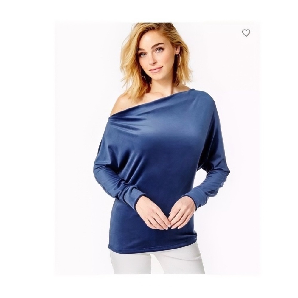 NWOT Lilly Pulitzer Sheera Velour One-Shoulder Top in High Tide Navy, sz S